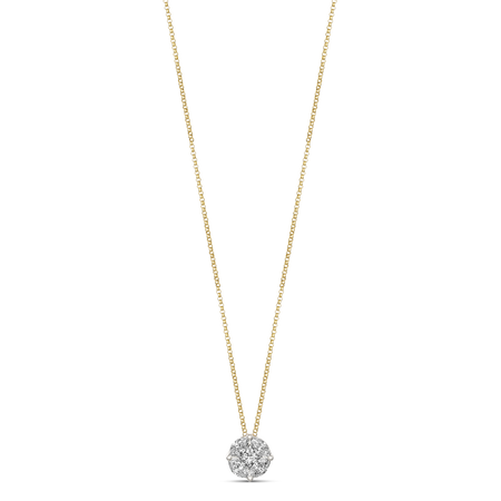 Illusion Solitaire Large Diamond Pendant Necklace | 18K Yellow and White Gold