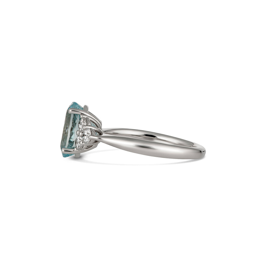 Regal Collection® Oval Cut Aquamarine Three Stone Diamond Ring | White Gold