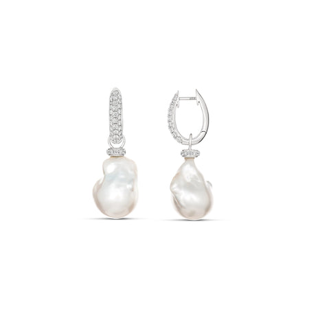 Artisan Baroque Pearl and Diamond Drop Earrings