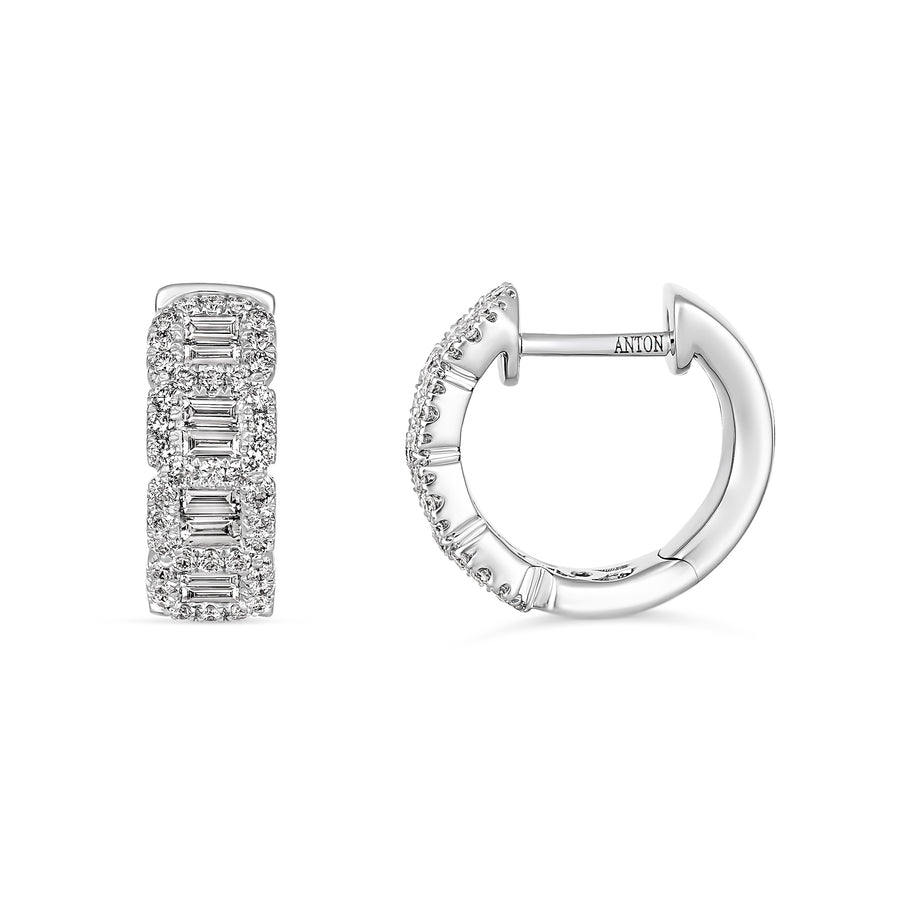 Artisan Valley Halo Diamond Hoops | 18K White Gold