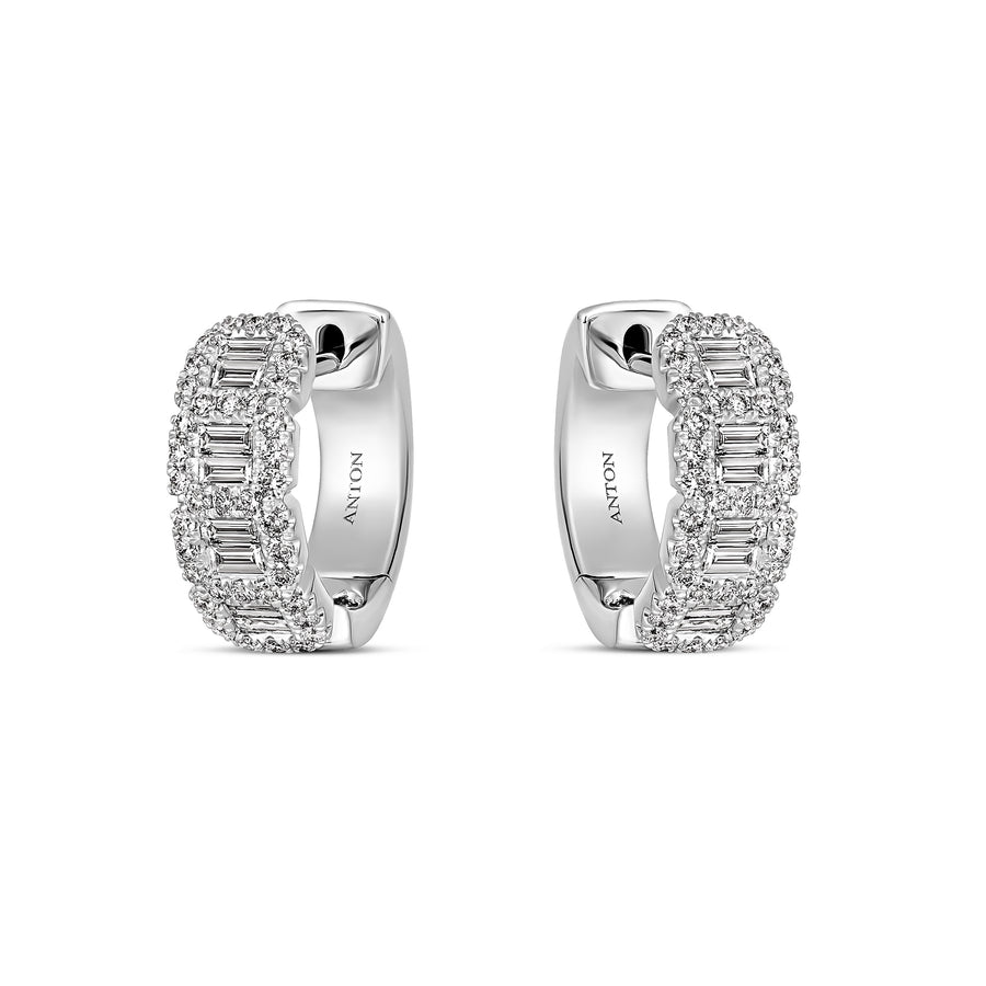 Artisan Valley Halo Diamond Hoops | 18K White Gold