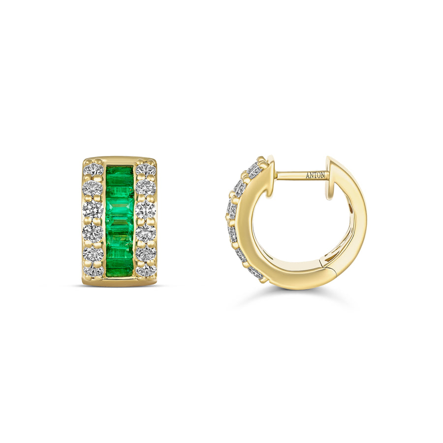 Artisan Valley Emerald Gemstone Huggies | 18K Yellow Gold