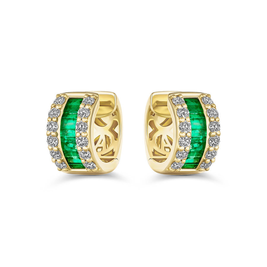 Artisan Valley Emerald Gemstone Huggies | 18K Yellow Gold