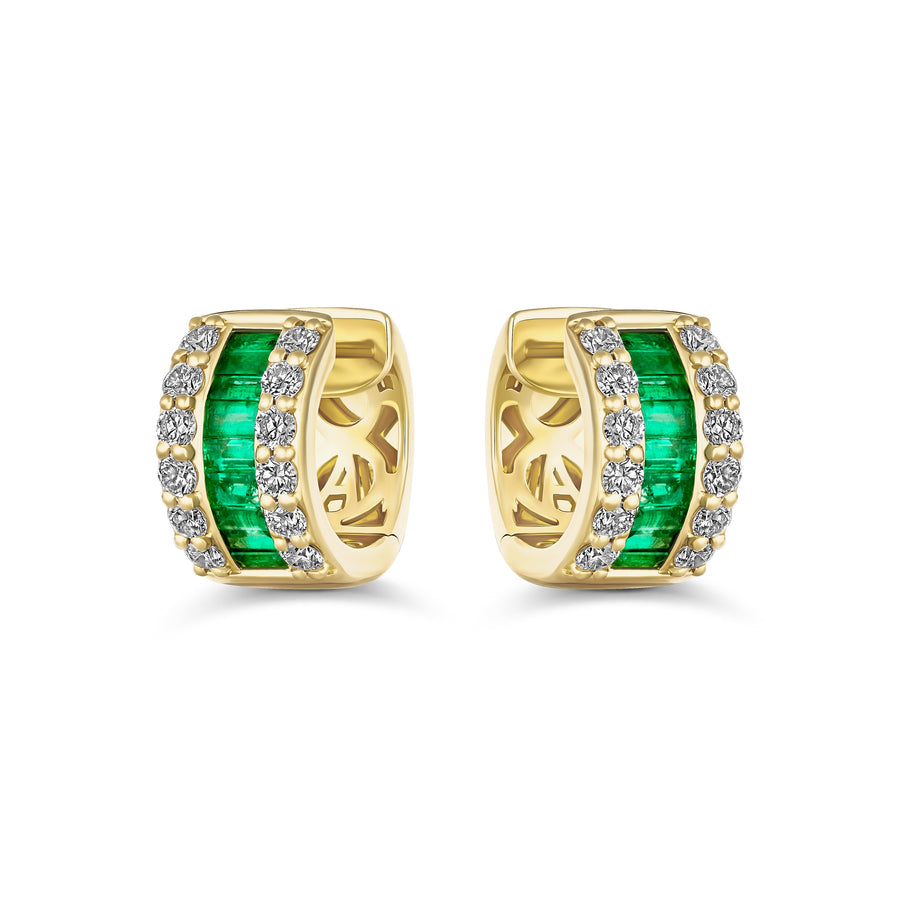 Artisan Valley Emerald Gemstone Huggies | 18K Yellow Gold