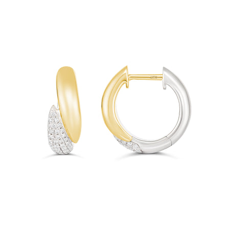Artisan Two Tone Diamond Huggies Large