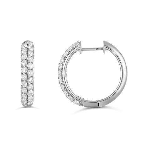 Artisan Canyon Medium Round Huggies | 18K White Gold