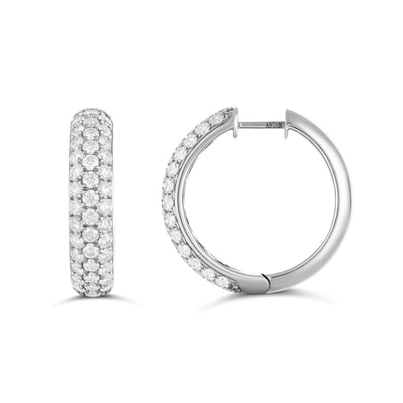 Artisan Canyon Large Round Huggies | 18K White Gold