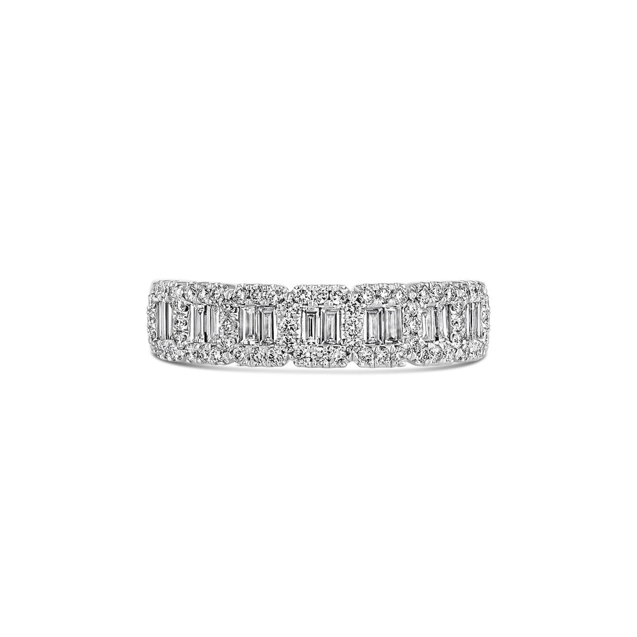 Artisan Valley Halo Half Eternity Diamond Ring | 18K White Gold