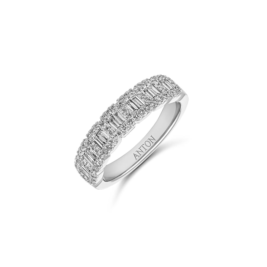 Artisan Valley Halo Half Eternity Diamond Ring | 18K White Gold