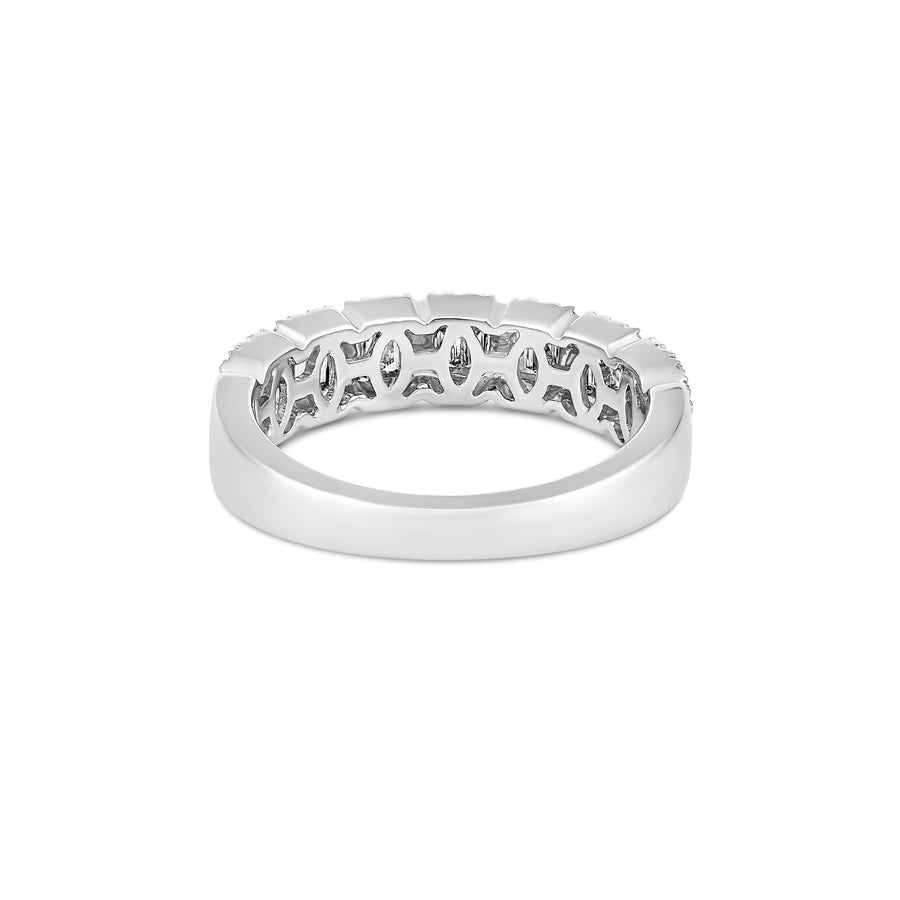 Artisan Valley Halo Half Eternity Diamond Ring | 18K White Gold