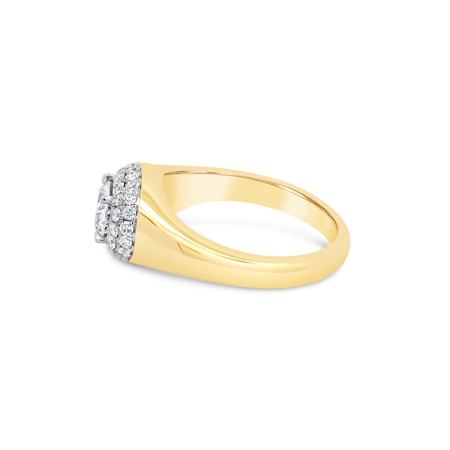 Artisan Sigma Oval Cut Diamond Signet Ring | 18K Yellow Gold
