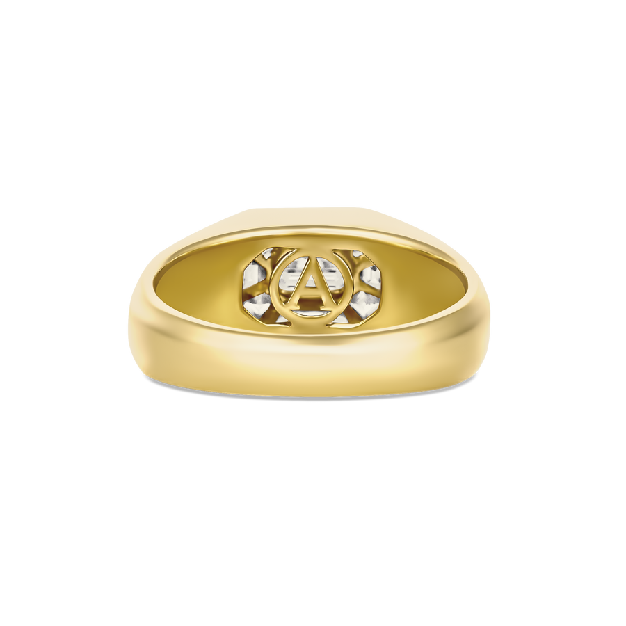 Illusion East-West Emerald Cut Illusion Signet Ring | 18k Yellow Gold