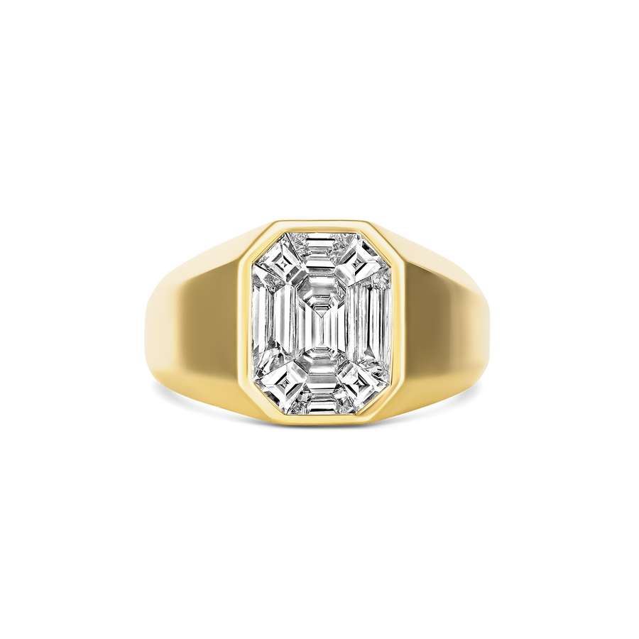 Illusion Large Emerald Cut Illusion Signet Ring | 18k Yellow Gold