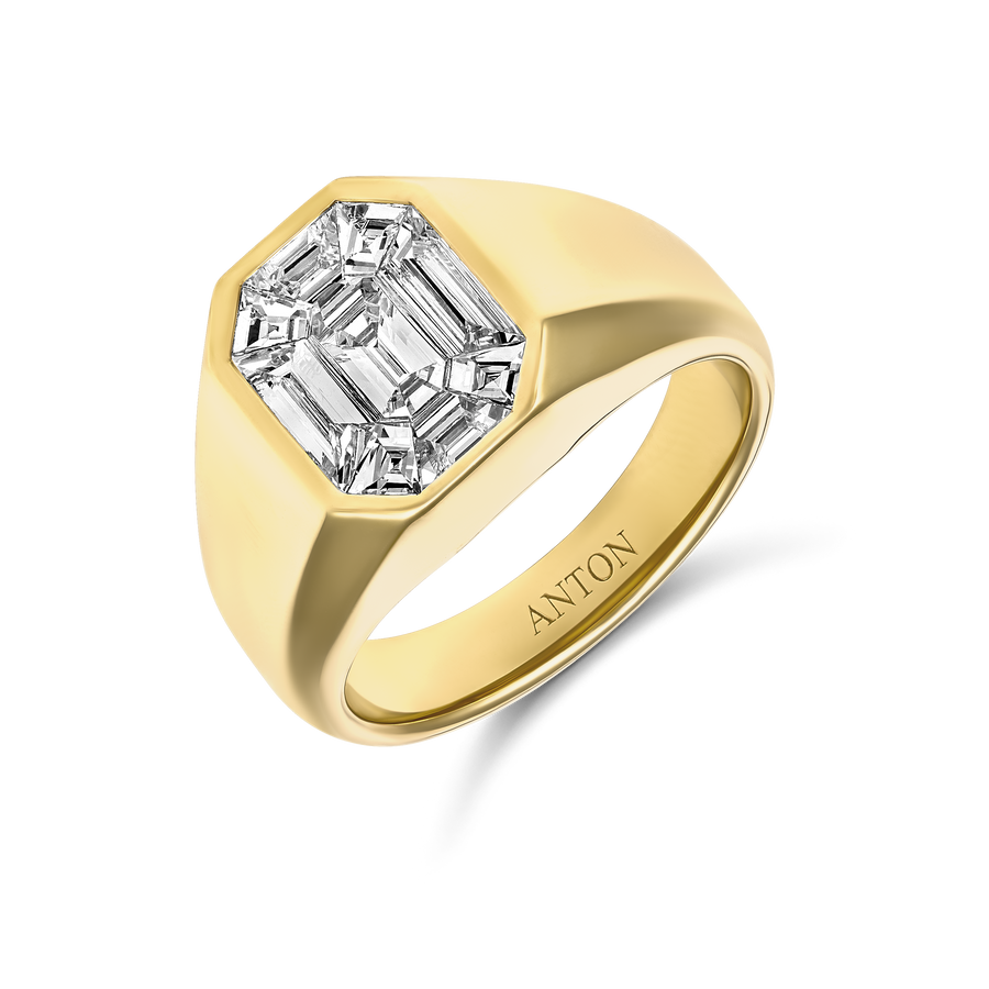 Illusion Large Emerald Cut Illusion Signet Ring | 18k Yellow Gold