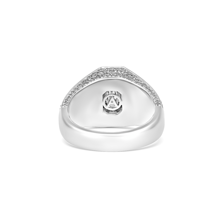 Illusion Pavé Emerald Cut Illusion Signet Ring | Platinum