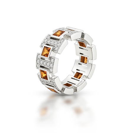 Artisan Orange Sapphire and Diamond Full Eternity Ring | Platinum
