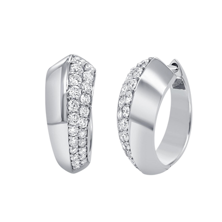 Artisan Duple Diamond Huggies | 18K White Gold