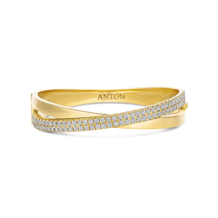 Krisscut Eclipse Crossover Diamond Bangle | 18K Yellow Gold