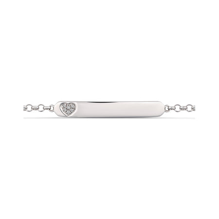Little Rocks® Collection ID Bar Heart Shaped Diamond Bracelet | 18K White Gold