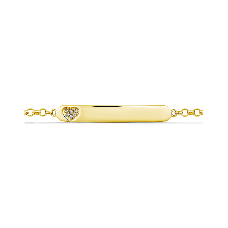 Little Rocks Collection ID Bar Heart Shaped Diamond Bracelet | White Gold