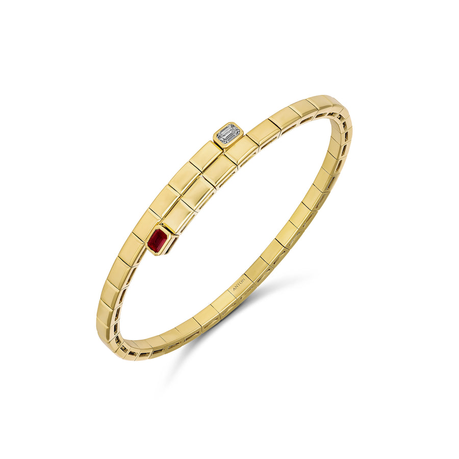 Capri Dreaming® Golden Tennis Ruby Gemstone and Diamond Wrap Bangle | 18K Yellow Gold