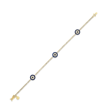Capri Dreaming® Evil Eye Trio and Diamond Tennis Bracelet | 18K Yellow Gold