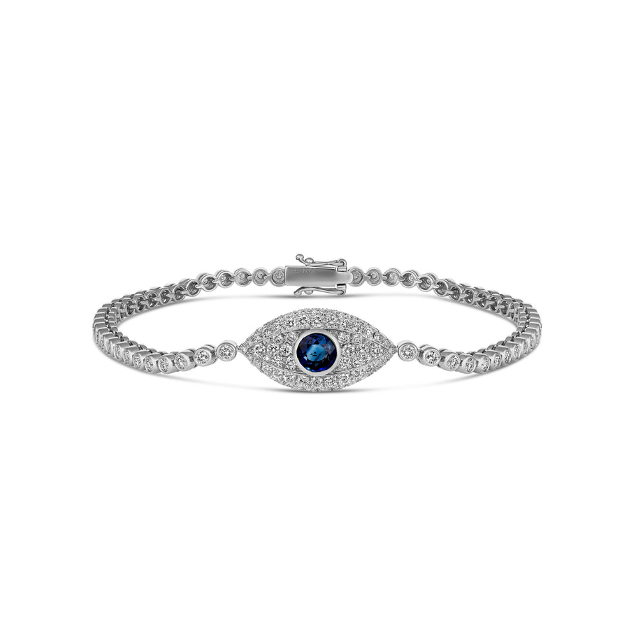 Capri Dreaming® Evil Eye Diamond Tennis Bracelet | 18K White Gold