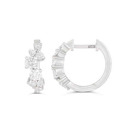 Galaxy Medium Diamond Huggies | 18K White Gold