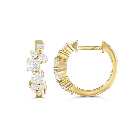 Galaxy Medium Diamond Huggies | 18K Yellow Gold