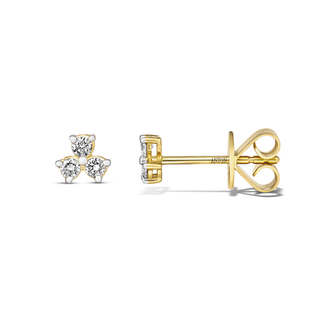 Classic Trio Diamond Stud Earrings | 18K Yellow Gold