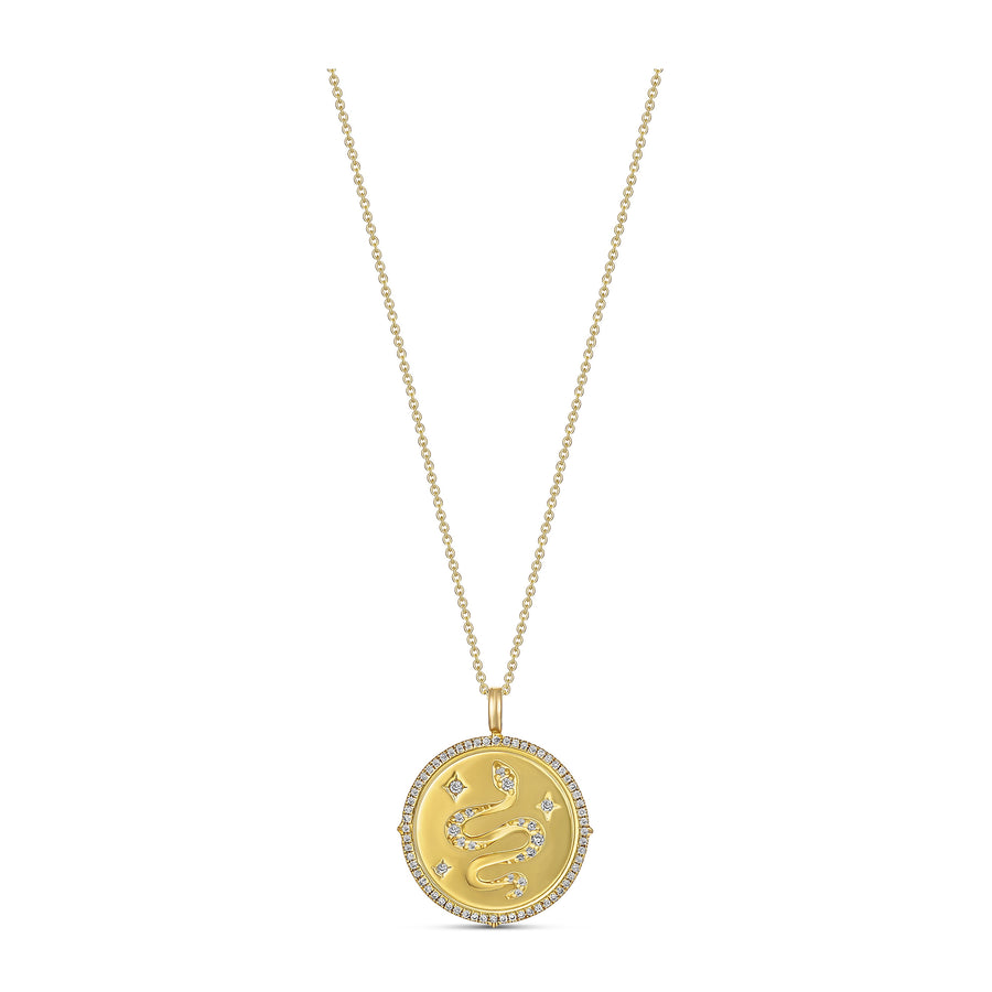 Capri Dreaming® Diamond Serpent Medallion Pendant Necklace | 18K Yellow Gold