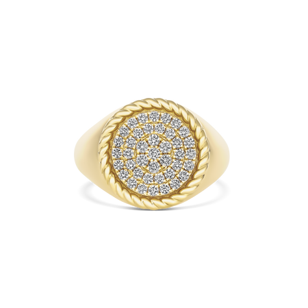 Capri Dreaming? Pave Diamond Signet Ring | 18K Yellow Gold