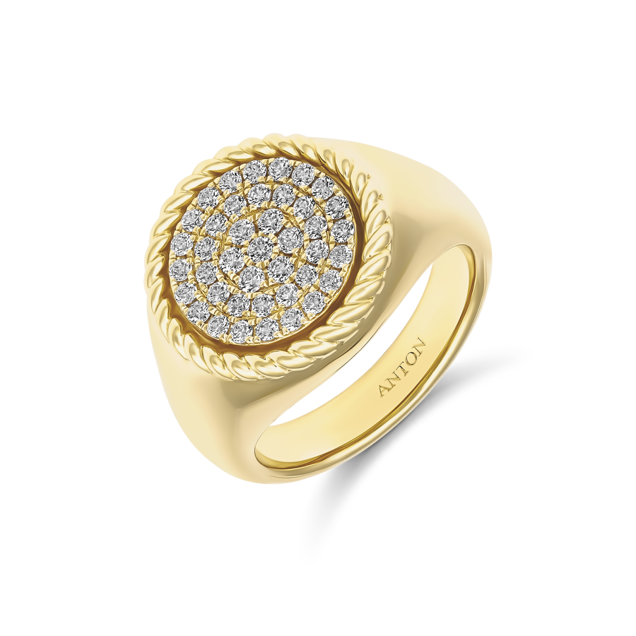 Capri Dreaming® Pave Diamond Signet Ring | 18K Yellow Gold