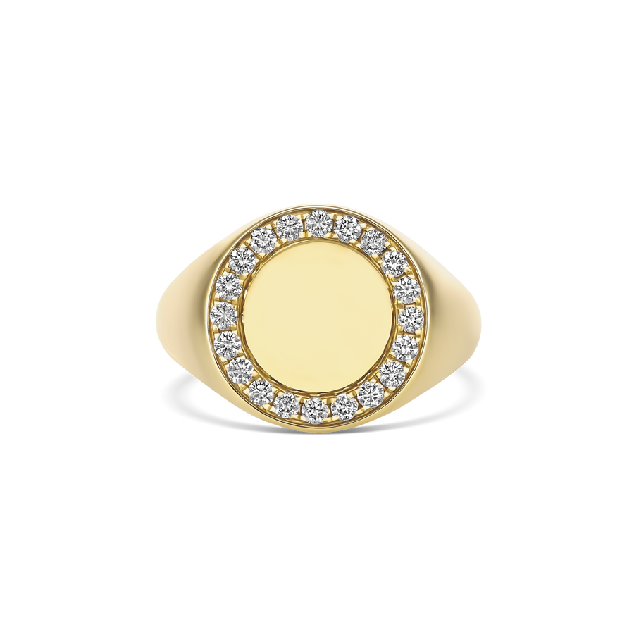 Capri Dreaming® Solid Gold Halo Diamond Signet Ring | 18K Yellow Gold