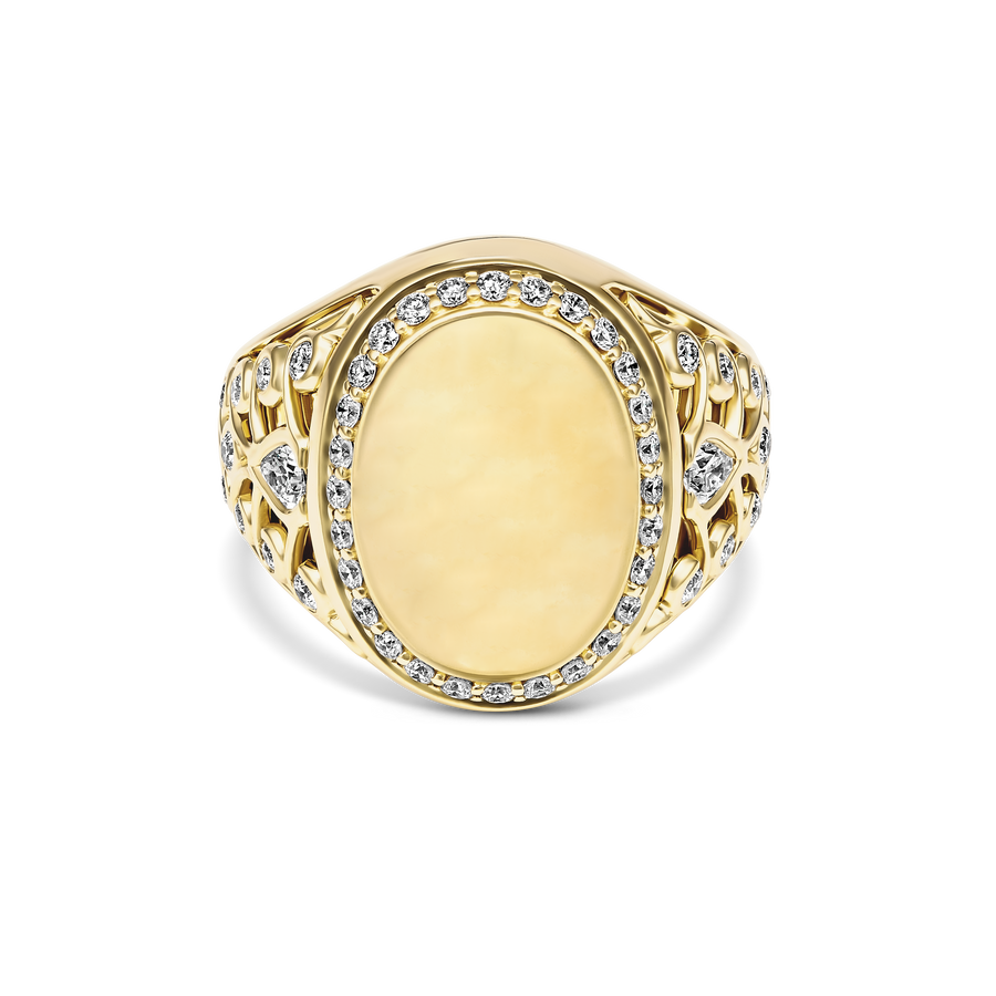 Capri Dreaming® Bold Crest Diamond Signet Ring | 18K Yellow Gold