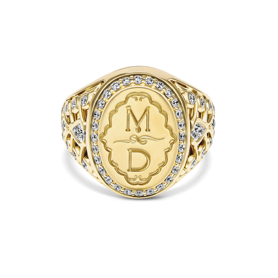 Capri Dreaming® Bold Crest Diamond Signet Ring | 18K Yellow Gold