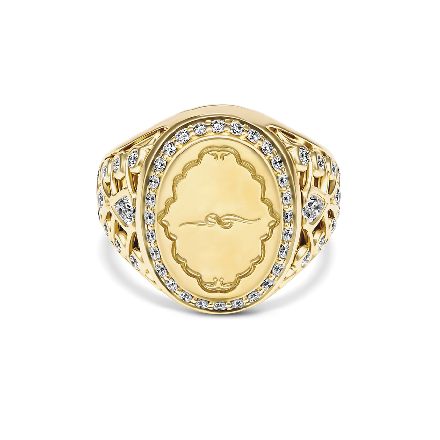 Capri Dreaming® Bold Crest Diamond Signet Ring | 18K Yellow Gold