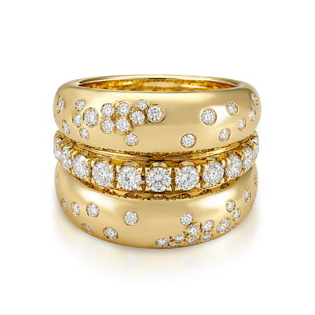 Capri Dreaming® Arc Triple Large Diamond Ring | 18K Yellow Gold
