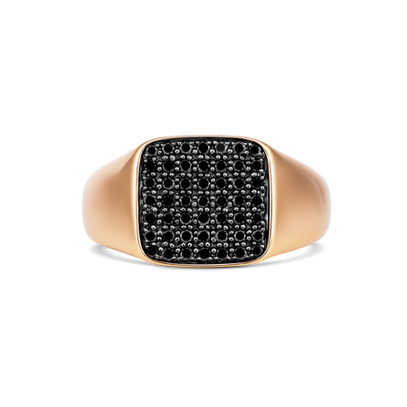 Capri Dreaming? Pav¨¦ Natural Black Diamond Square Signet Ring  | 18K Rose Gold