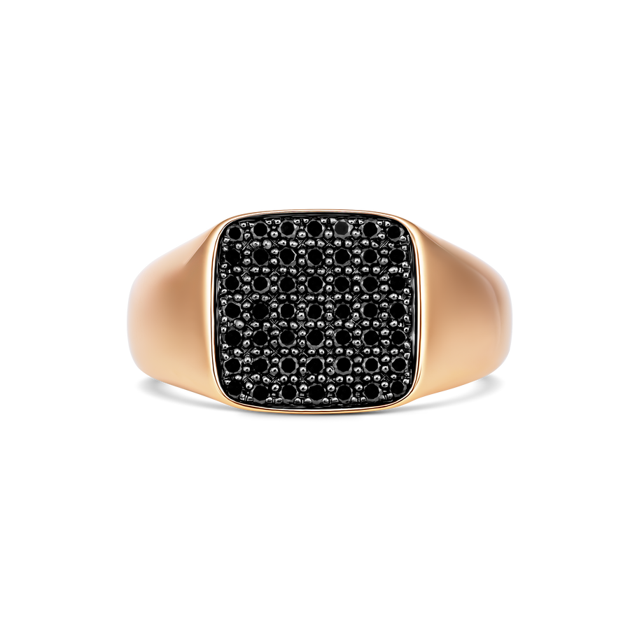 Capri Dreaming® Pavé Natural Black Diamond Square Signet Ring  | 18K Rose Gold