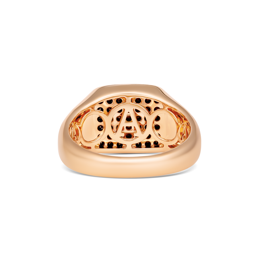 Capri Dreaming® Pavé Natural Black Diamond Square Signet Ring  | 18K Rose Gold