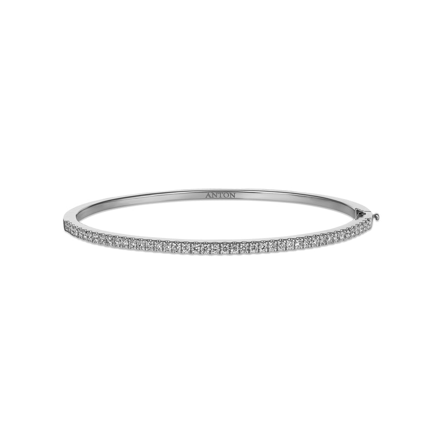 Promotional Finds Half Eternity Round Brilliant Cut Microclaw Diamond Bangle | 18K White Gold