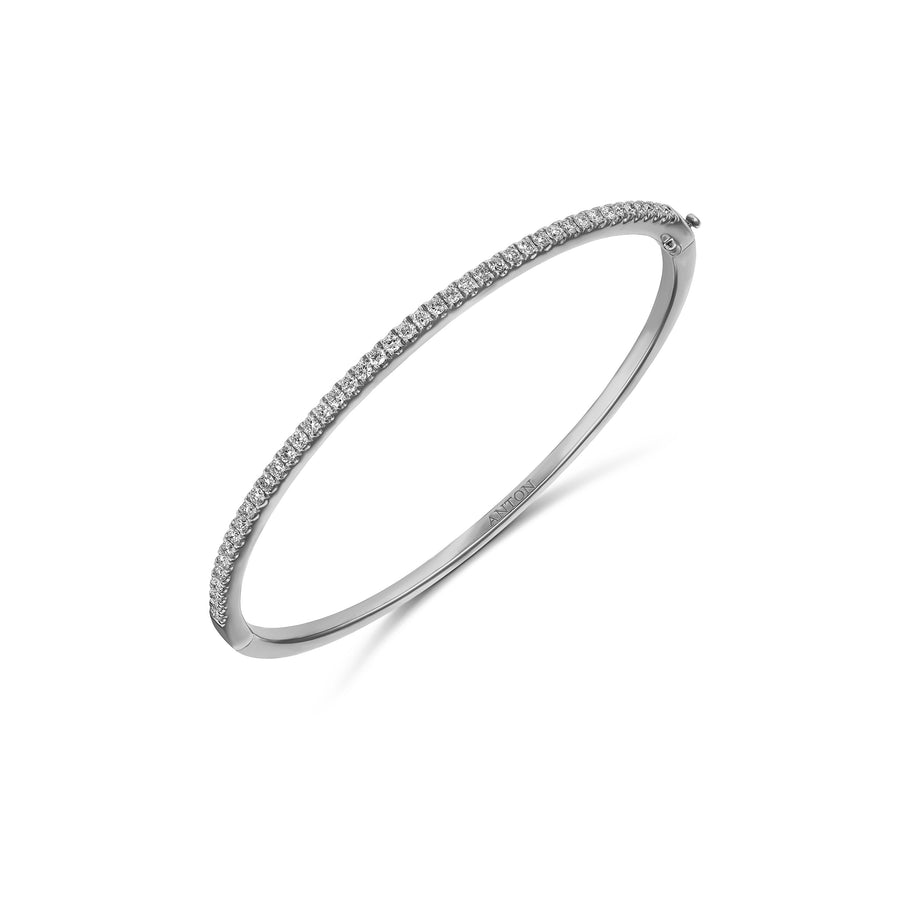 Promotional Finds Half Eternity Round Brilliant Cut Microclaw Diamond Bangle | 18K White Gold