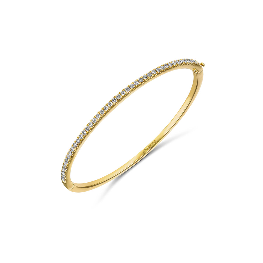 Promotional Finds Half Eternity Round Brilliant Cut Microclaw Diamond Bangle | 18K Yellow Gold