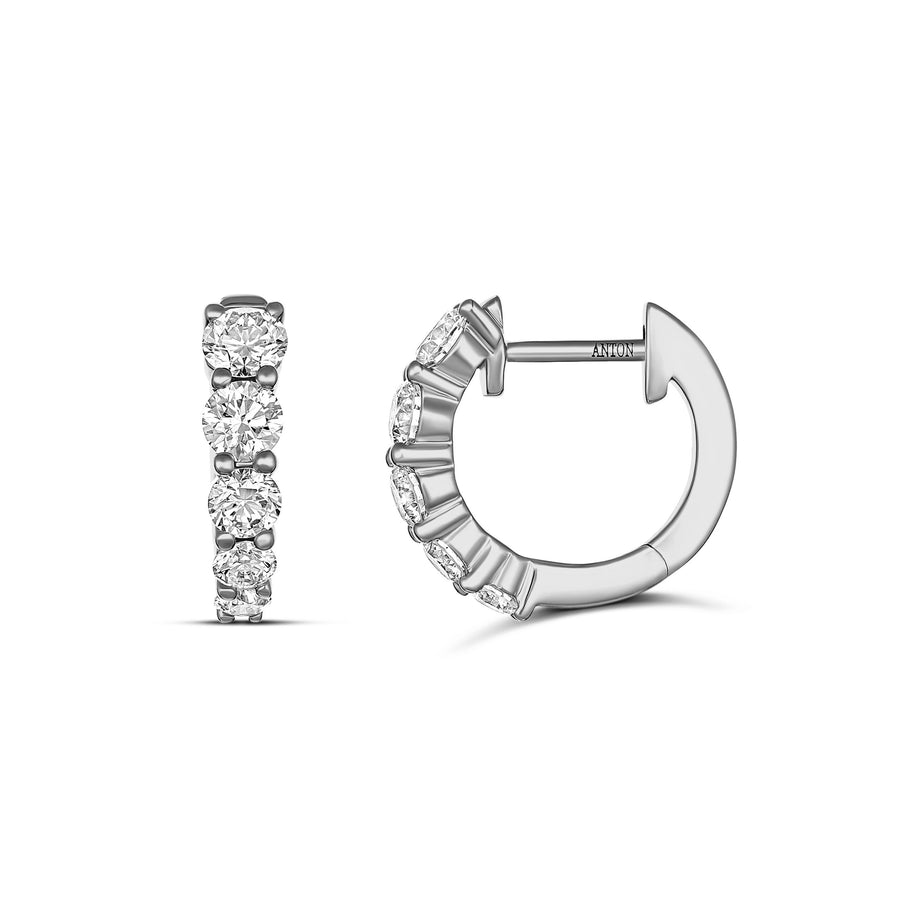Classic Tapered Mini Huggies Small | 18K White Gold