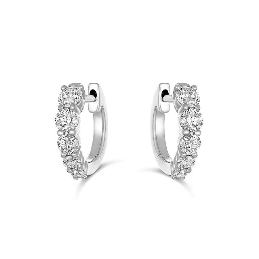 Classic Tapered Mini Huggies Small | 18K White Gold
