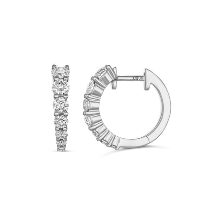 Classic Tapered Mini Huggies Large | 18K White Gold