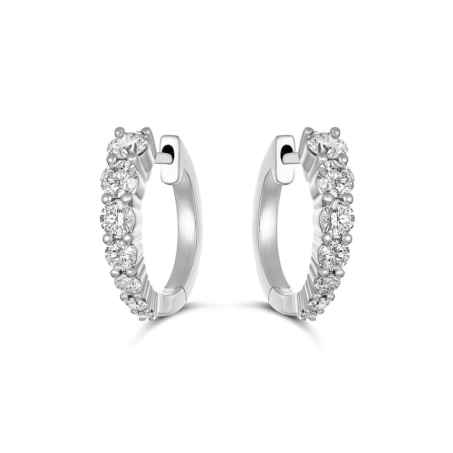 Classic Tapered Mini Huggies Large | 18K White Gold