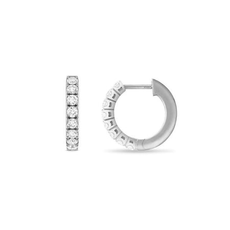 Classic Half Moon Small Hoops | 18K White Gold