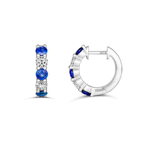 Classic Harbour Sapphire and Diamond Huggies | 18K White Gold
